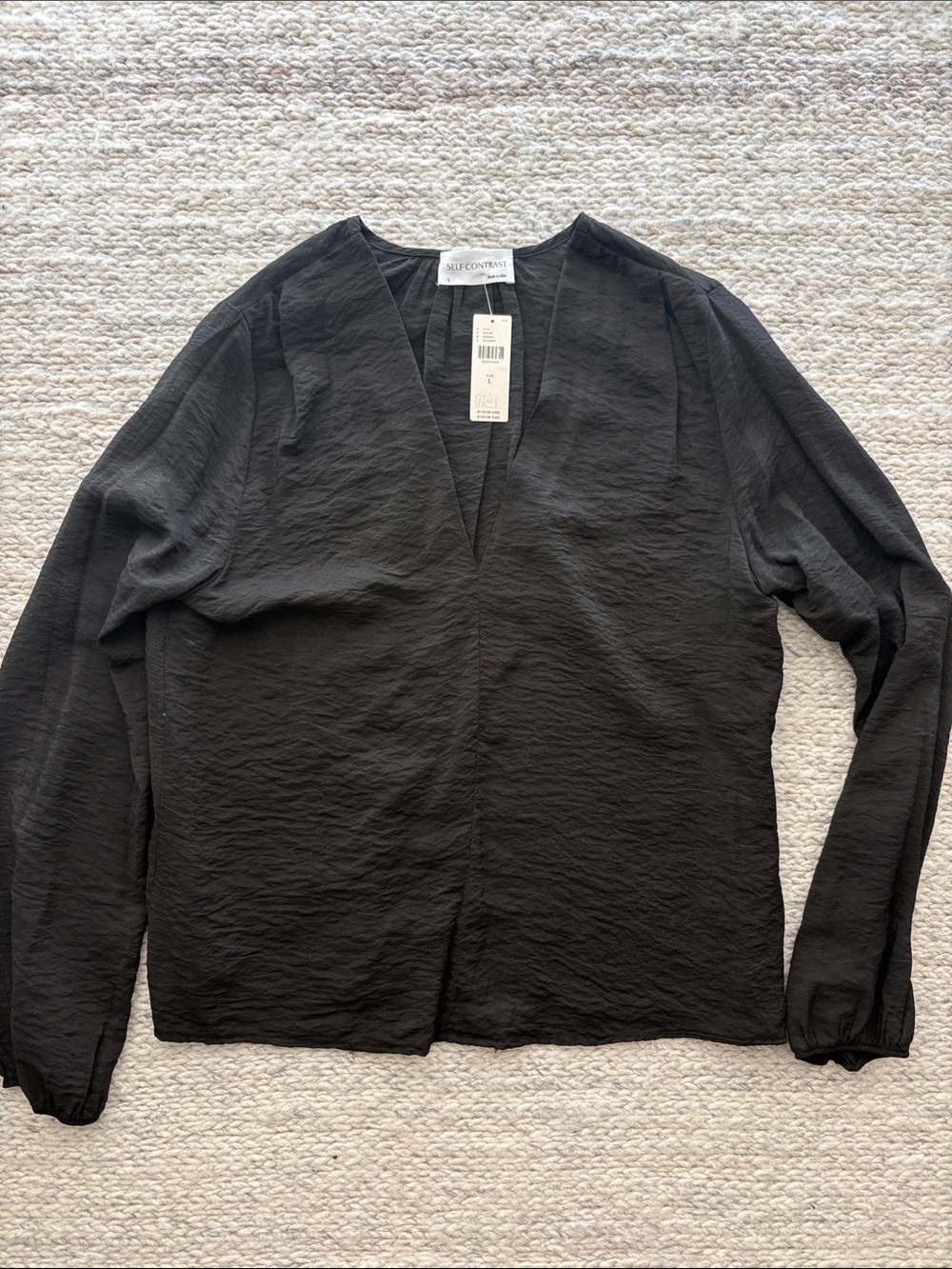 Anthropologie Black V-Neck Long Sleeve Blouse